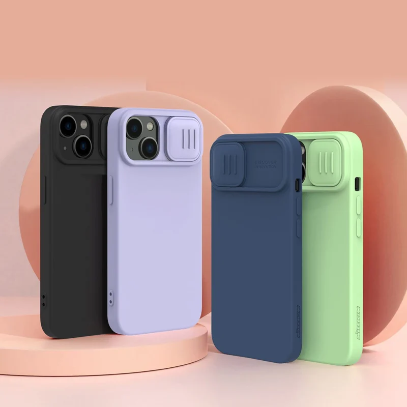 Nillkin CamShield Silky Silicone Case etui iPhone 14 pokrowiec z osłoną na aparat zielony - obrazek 16