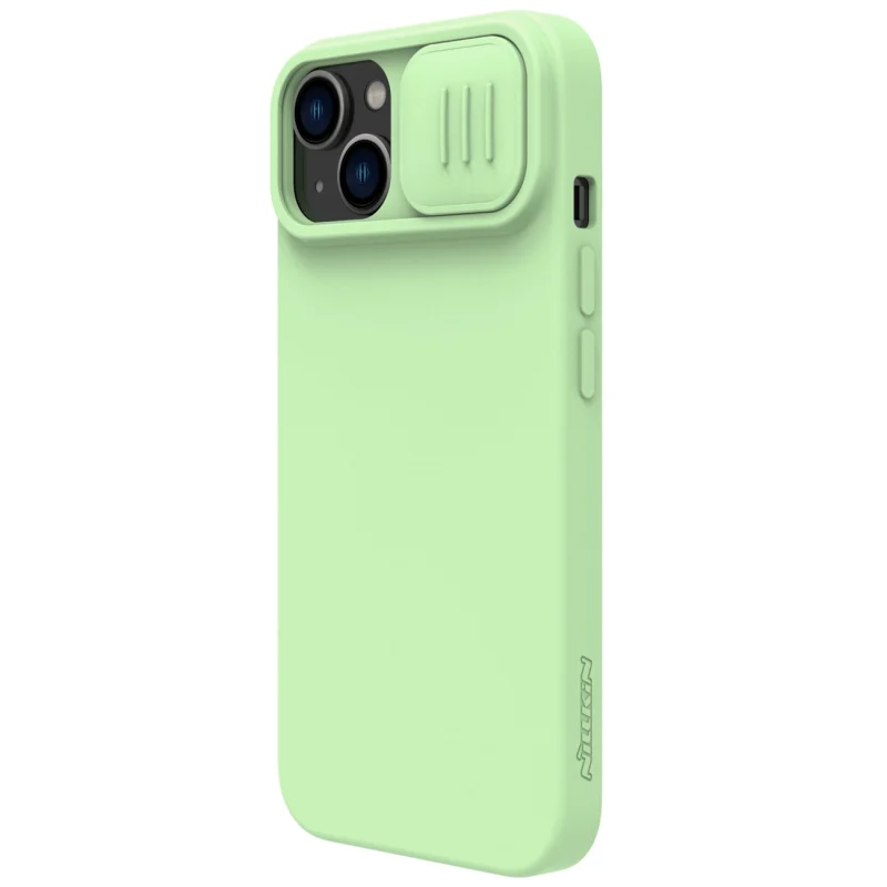 Nillkin CamShield Silky Silicone Case etui iPhone 14 pokrowiec z osłoną na aparat zielony - obrazek 3