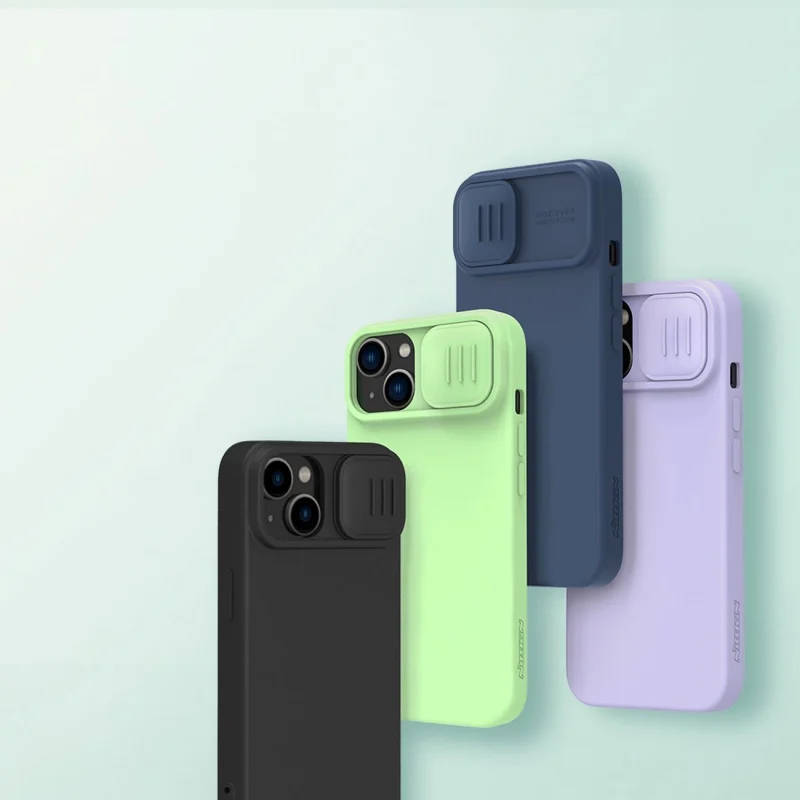 Nillkin CamShield Silky Silicone Case etui iPhone 14 pokrowiec z osłoną na aparat zielony - obrazek 7