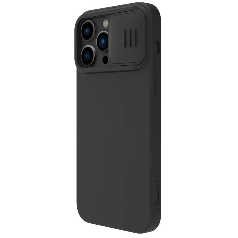 Nillkin CamShield Silky Silicone Case etui iPhone 14 Pro pokrowiec z osłoną na aparat czarny - obrazek 6