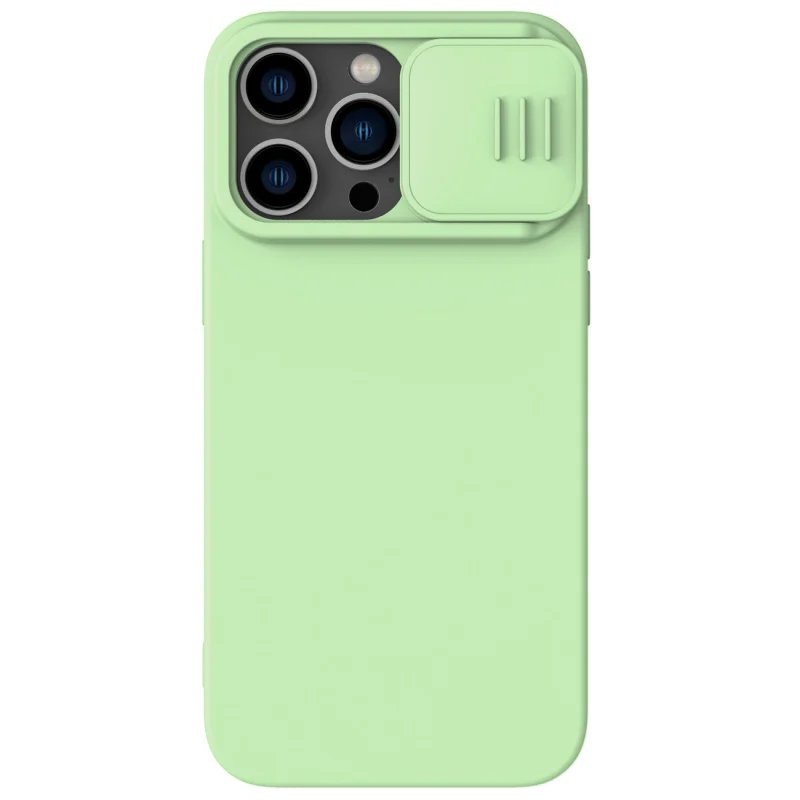 Nillkin CamShield Silky Silicone Case etui iPhone 14 Pro pokrowiec z osłoną na aparat zielony