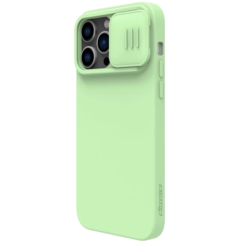 Nillkin CamShield Silky Silicone Case etui iPhone 14 Pro pokrowiec z osłoną na aparat zielony - obrazek 3