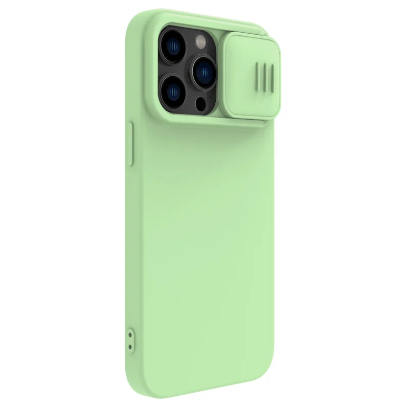 Nillkin CamShield Silky Silicone Case etui iPhone 14 Pro pokrowiec z osłoną na aparat zielony - obrazek 4