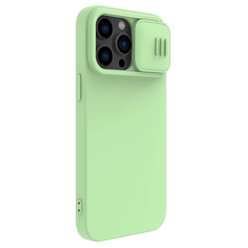 Nillkin CamShield Silky Silicone Case etui iPhone 14 Pro Max pokrowiec z osłoną na aparat zielony - obrazek 4