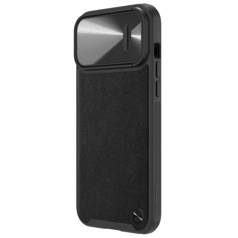 Nillkin CamShield Leather S Case etui iPhone 14 Pro pokrowiec z osłoną na aparat czarne - obrazek 3