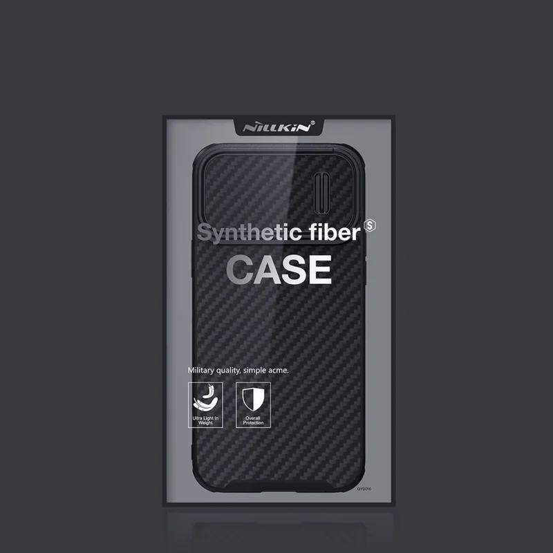 Nillkin Synthetic Fiber S Case etui iPhone 14 Pro z osłoną na aparat czarny - obrazek 5