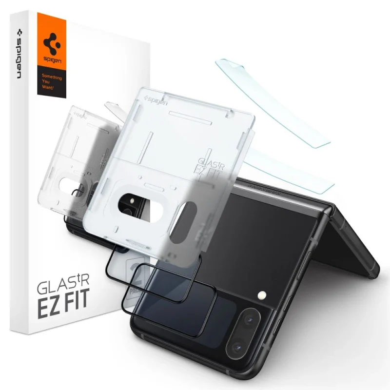 Szkło hartowane Spigen Glas.tR EZ Fit FC z folią na zawiasy na Samsung Galaxy Z Flip 4 - czarne 2 szt.