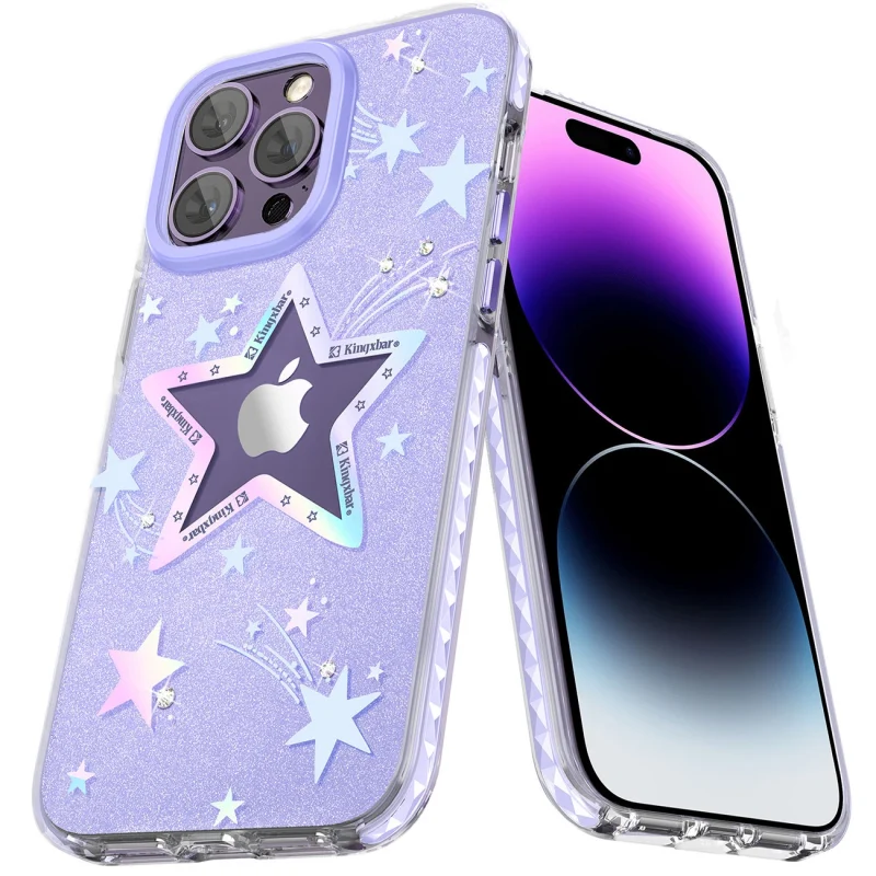 Kingxbar Heart Star Series etui iPhone 14 Plus etui w gwiazdki purple star - obrazek 2