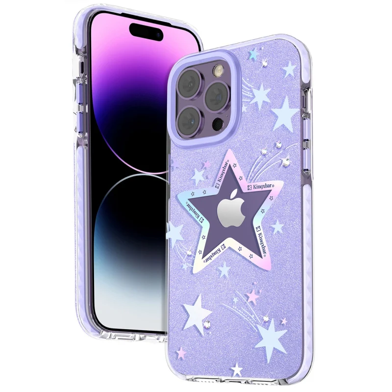 Kingxbar Heart Star Series etui iPhone 14 Plus etui w gwiazdki purple star - obrazek 3