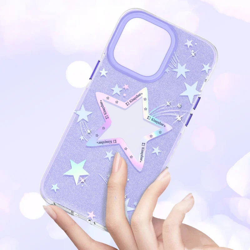 Kingxbar Heart Star Series etui iPhone 14 Plus etui w gwiazdki purple star - obrazek 5