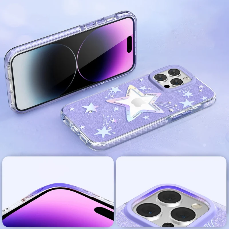 Kingxbar Heart Star Series etui iPhone 14 Plus etui w gwiazdki purple star - obrazek 6