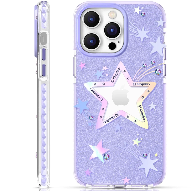 Kingxbar Heart Star Series etui iPhone 14 Plus etui w gwiazdki purple star - obrazek 7