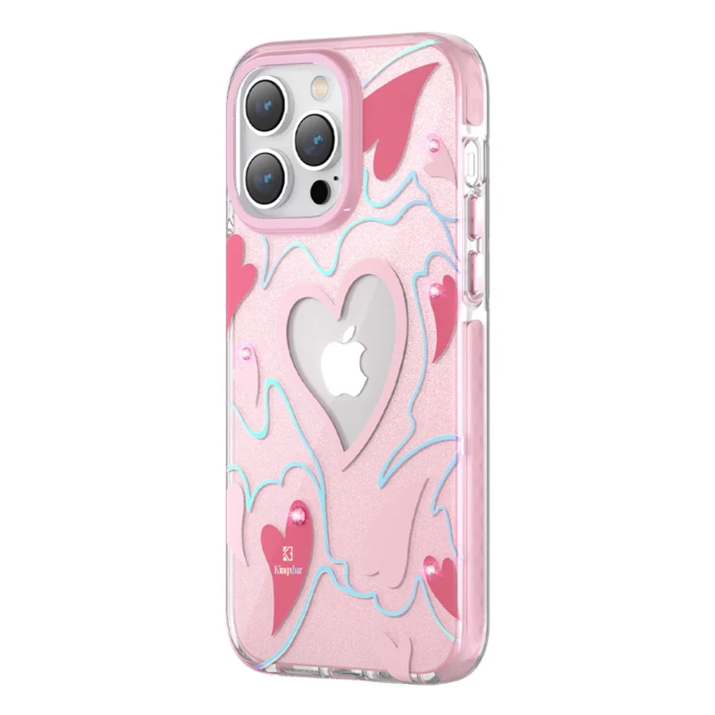 Kingxbar Heart Star Series etui iPhone 14 Pro Max etui w gwiazdki pink heart