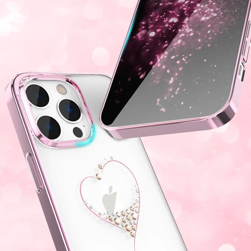 Etui silikonowe z kryształami Swarovski Kingxbar Wish Series do iPhone 14 - różowe - obrazek 4