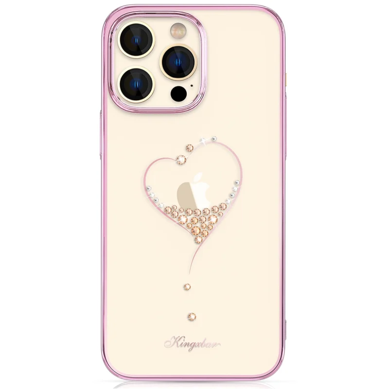 Etui silikonowe z kryształami Swarovski Kingxbar Wish Series do iPhone 14 Pro - różowe