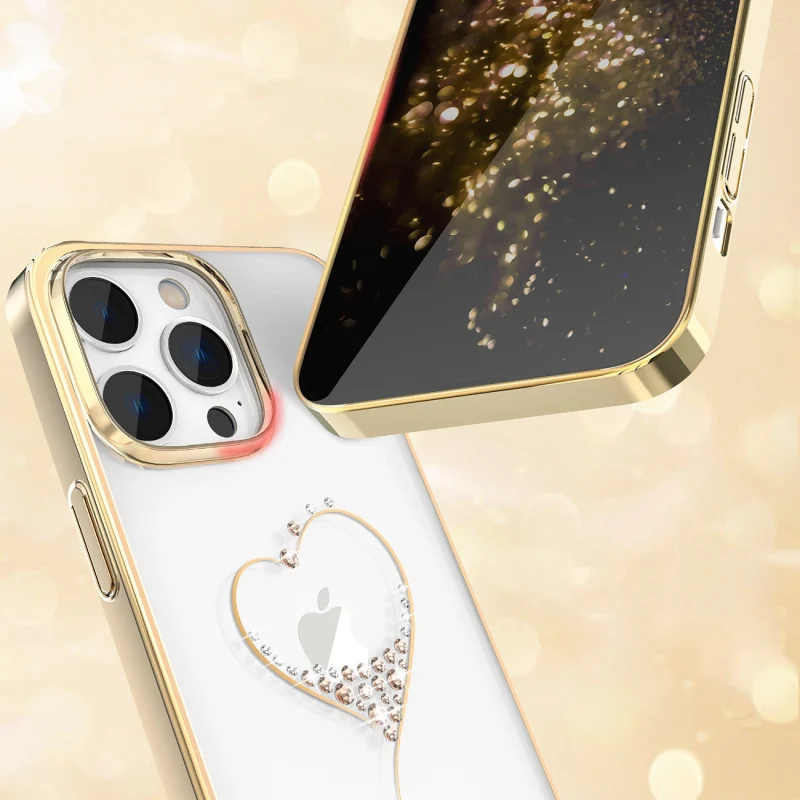 Etui silikonowe z kryształami Swarovski Kingxbar Wish Series do iPhone 14 Plus - złote - obrazek 4