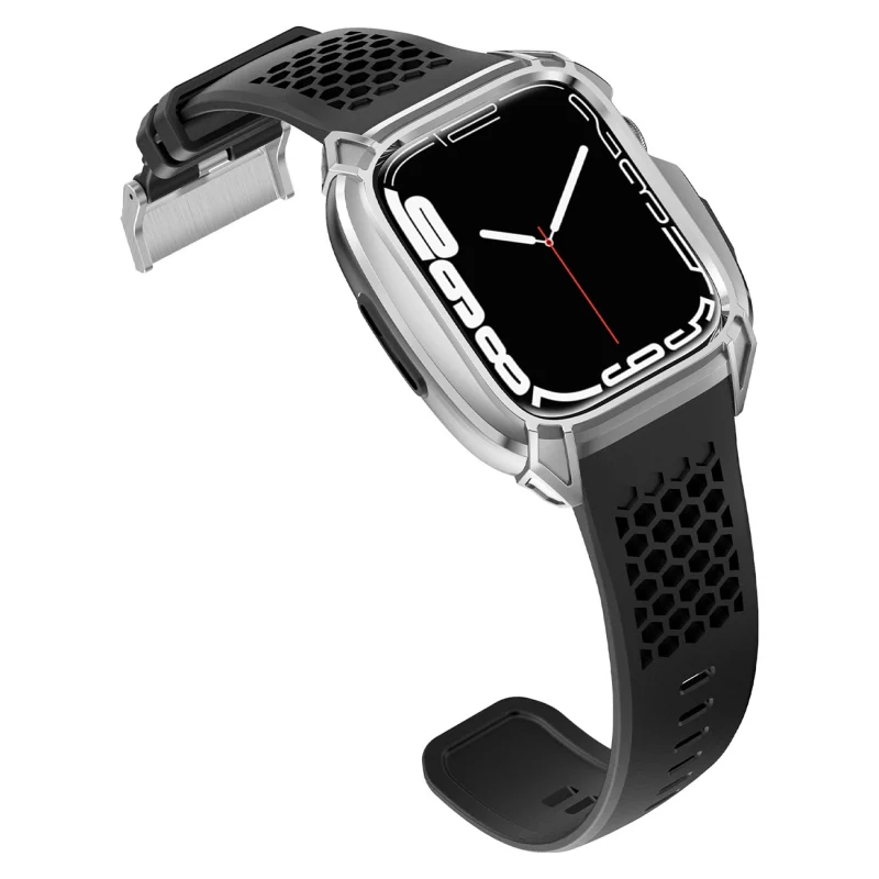 Kingxbar CYF148 2w1 pancerne etui Apple Watch SE, 6, 5, 4 (44 mm) ze stali nierdzewnej z paskiem srebrne - obrazek 4