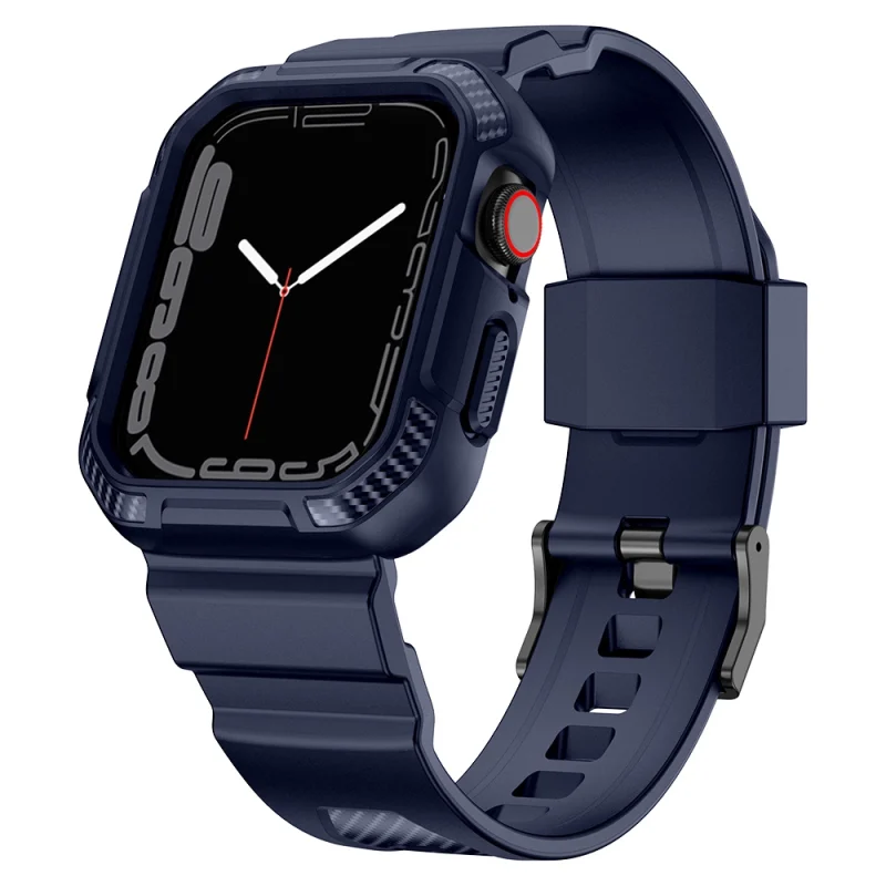 Kingxbar CYF106 2w1 pancerne etui Apple Watch SE, 9, 8, 7, 6, 5, 4, 3, 2, 1 (41, 40, 38 mm) z paskiem niebieskie