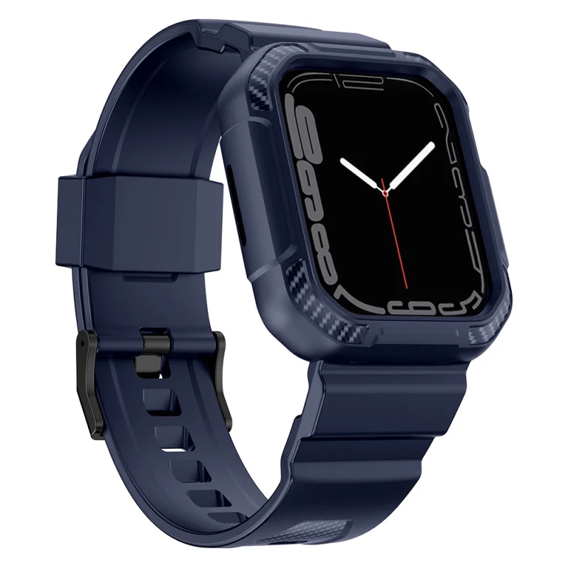 Kingxbar CYF106 2w1 pancerne etui Apple Watch SE, 9, 8, 7, 6, 5, 4, 3, 2, 1 (41, 40, 38 mm) z paskiem niebieskie - obrazek 2