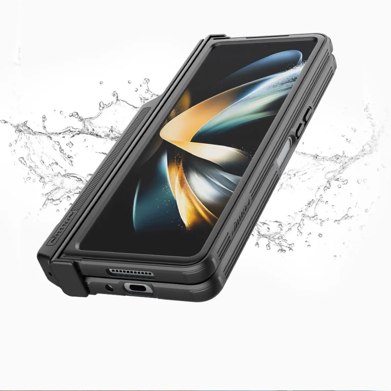 Nillkin CamShield Pro Case (suit) etui Samsung Galaxy Z Fold 4 pokrowiec z osłoną na aparat podstawka niebieskie - obrazek 15