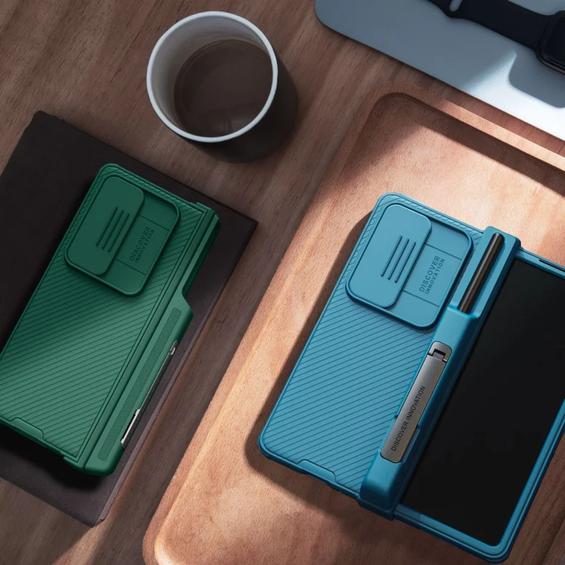 Nillkin CamShield Pro Case (suit) etui Samsung Galaxy Z Fold 4 pokrowiec z osłoną na aparat podstawka niebieskie - obrazek 16