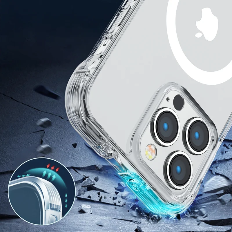 Joyroom Magnetic Defender magnetyczne etui do iPhone 14 Pro Max pancerny pokrowiec z haczykami podstawką przezroczysty (kompatybilne z MagSafe) - obrazek 4