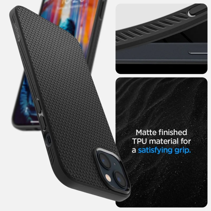 Etui Spigen Liquid Air na iPhone 14 - czarny mat - obrazek 12