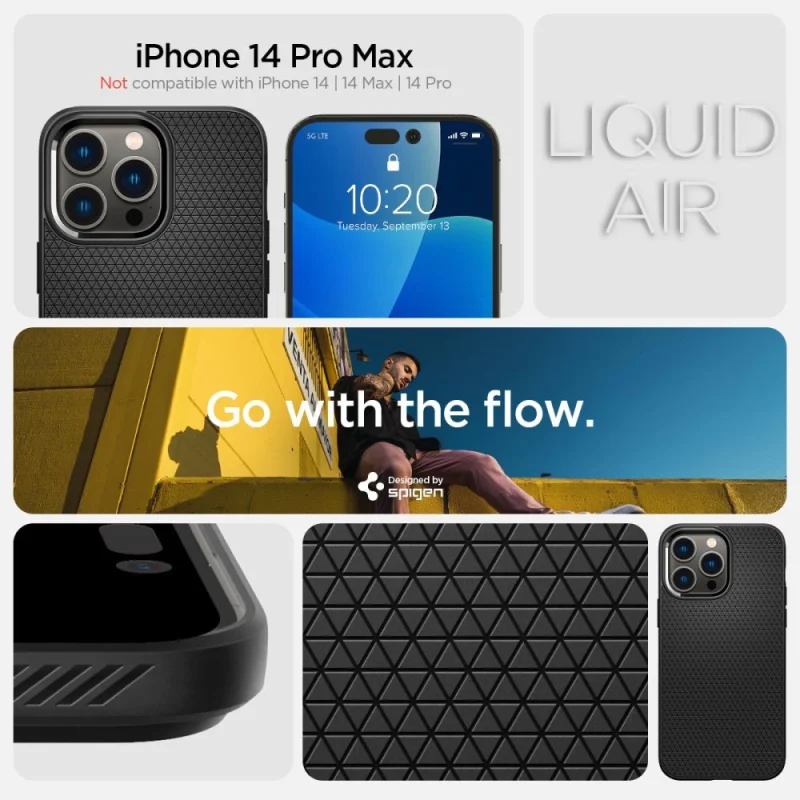 Etui Spigen Liquid Air na iPhone 14 Pro Max - czarny mat - obrazek 4