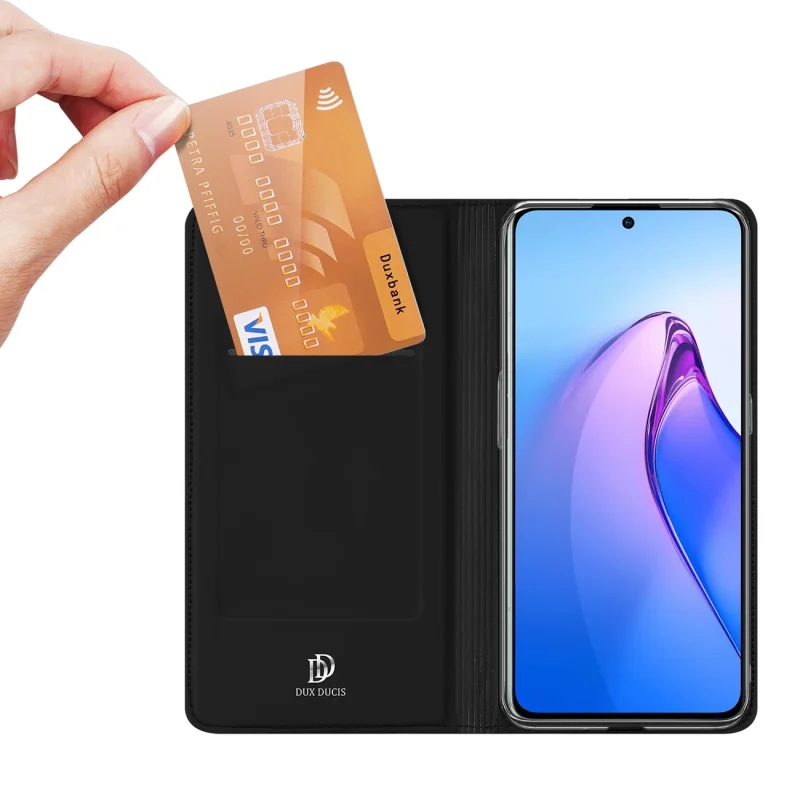 Dux Ducis Skin Pro etui Oppo Reno 8 Pro pokrowiec z klapką portfel na kartę podstawka czarne - obrazek 2