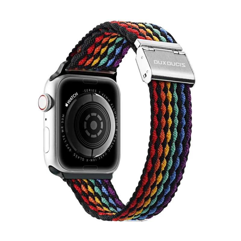 Dux Ducis Strap (Mixture II Version) pasek Apple Watch SE, 9, 8, 7, 6, 5, 4, 3, 2, 1 (41, 40, 38 mm) pleciona opaska bransoleta dark stripes - obrazek 2