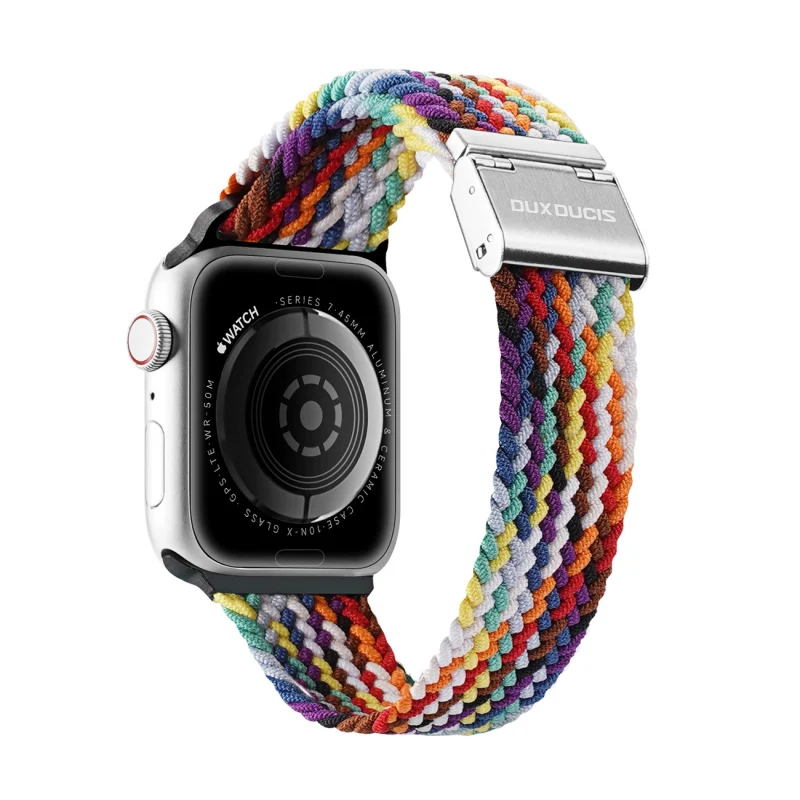 Dux Ducis Strap (Mixture II Version) pasek Apple Watch Ultra, SE, 9, 8, 7, 6, 5, 4, 3, 2, 1 (49, 45, 44, 42 mm) pleciona opaska bransoleta tęczowy - obrazek 2