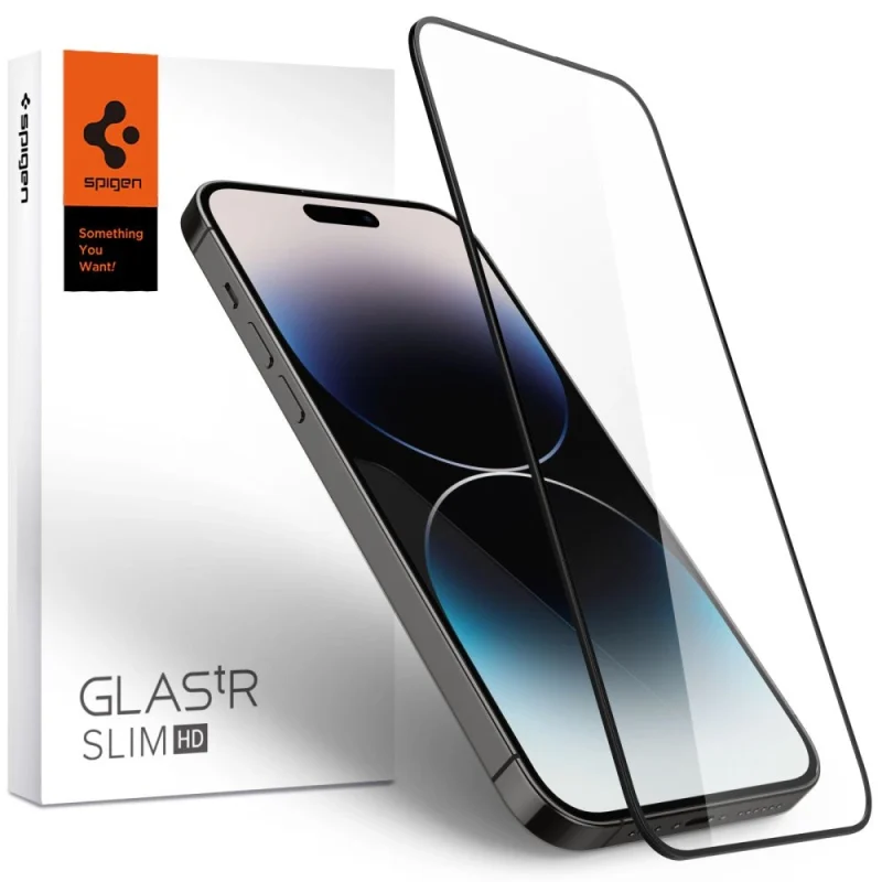 Szkło hartowane Spigen Glass FC na iPhone 14 Pro Max - czarne