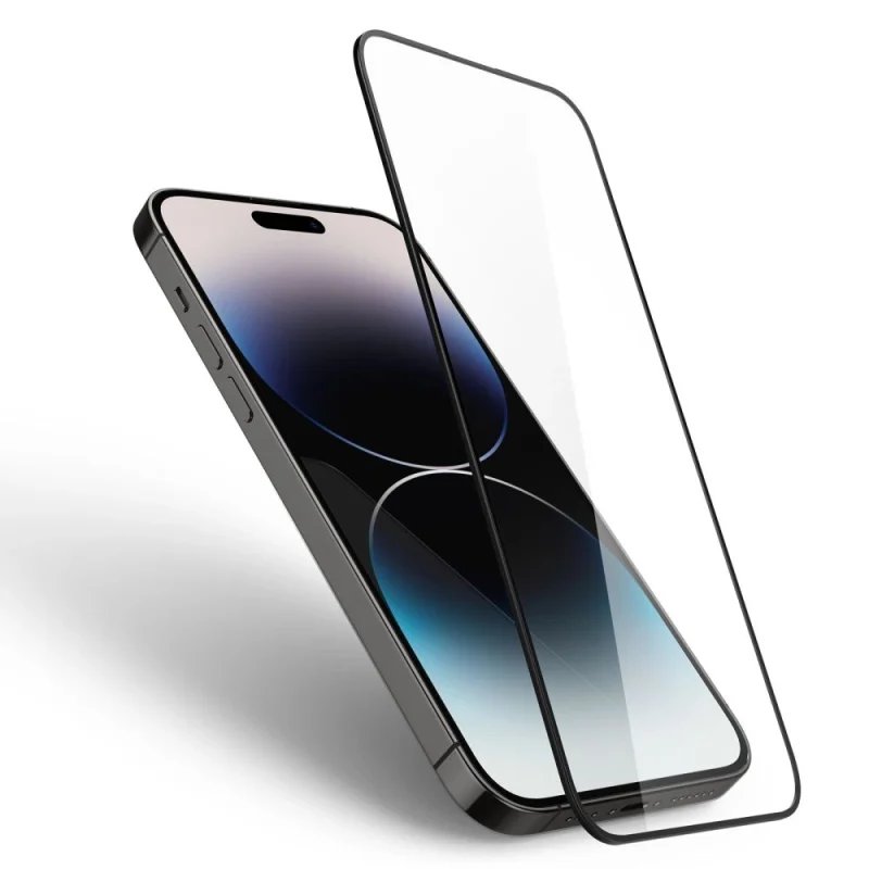 Szkło hartowane Spigen Glass FC na iPhone 14 Pro Max - czarne - obrazek 4