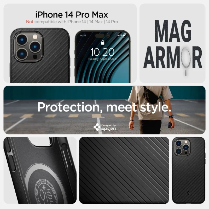 Etui Spigen Mag Armor z MagSafe na iPhone 14 Pro Max - czarny mat - obrazek 8