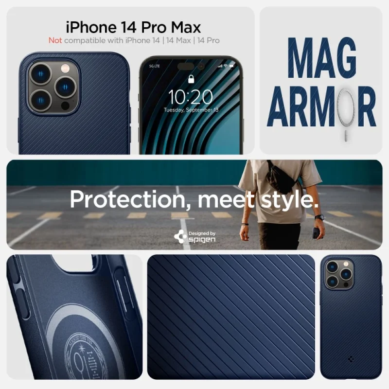 Etui Spigen Mag Armor na iPhone 14 Pro Max - niebieskie - obrazek 8