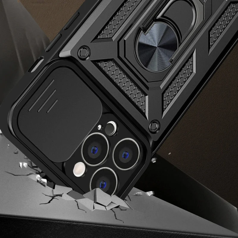 Hybrid Armor Camshield etui iPhone 14 pancerny pokrowiec z osłoną na aparat niebieskie - obrazek 2