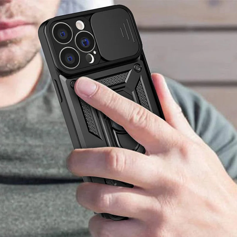 Hybrid Armor Camshield etui iPhone 14 pancerny pokrowiec z osłoną na aparat niebieskie - obrazek 4