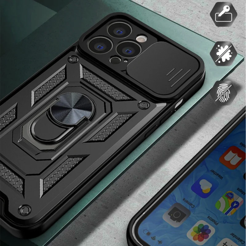 Hybrid Armor Camshield etui iPhone 14 pancerny pokrowiec z osłoną na aparat niebieskie - obrazek 6