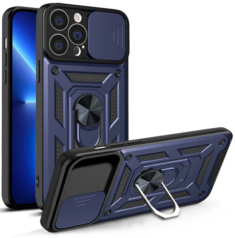 Hybrid Armor Camshield etui iPhone 13 Pro Max pancerny pokrowiec z osłoną na aparat niebieskie