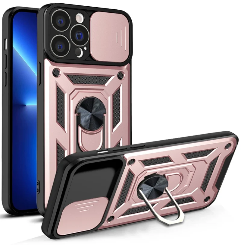 Hybrid Armor Camshield etui iPhone 13 Pro Max pancerny pokrowiec z osłoną na aparat różowe