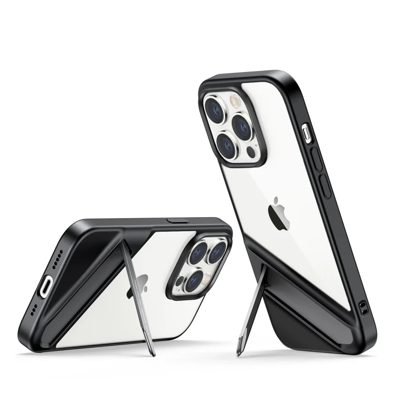 Ugreen LP635 Kickstand Protective Case sztywne etui z żelową ramką i wbudowaną podstawką do iPhone 14 Pro czarny (90926)