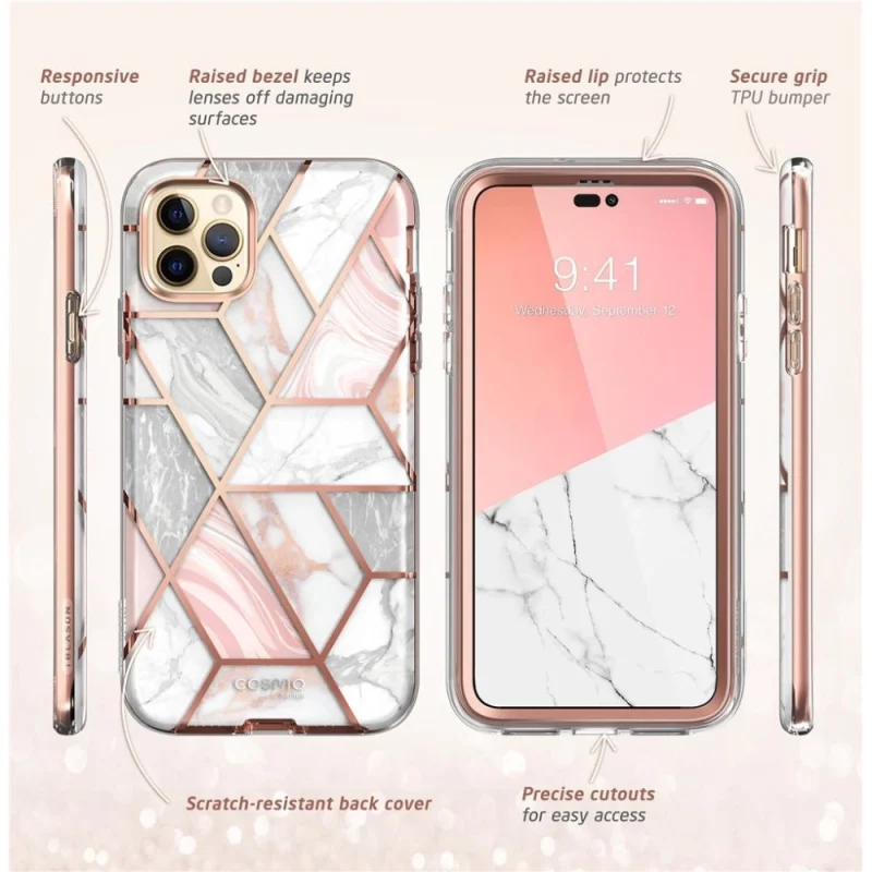 Etui Supcase Cosmo na iPhone 14 Pro - różowy marmur - obrazek 10