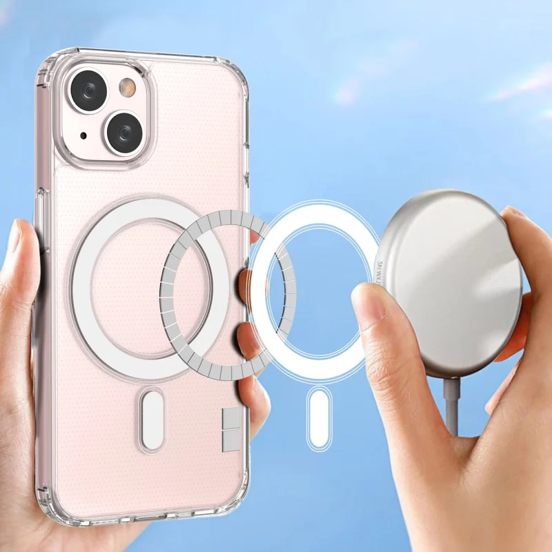 Etui magnetyczne Clear Magnetic Case z MagSafe do iPhone 14  ze srebrnym ringiem - przezroczyste - obrazek 2