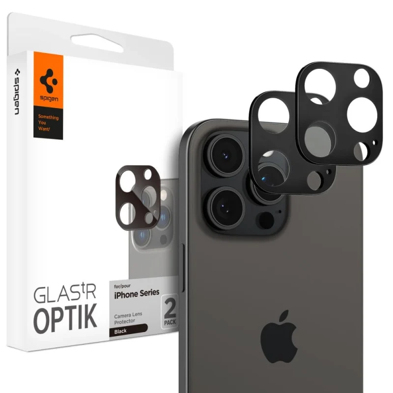 Osłona aparatu Spigen Optik.tR Camera Protector na iPhone 14 Pro / Pro Max / 15 Pro / Pro Max  / 16 Pro / Pro Max- czarna 2 szt.