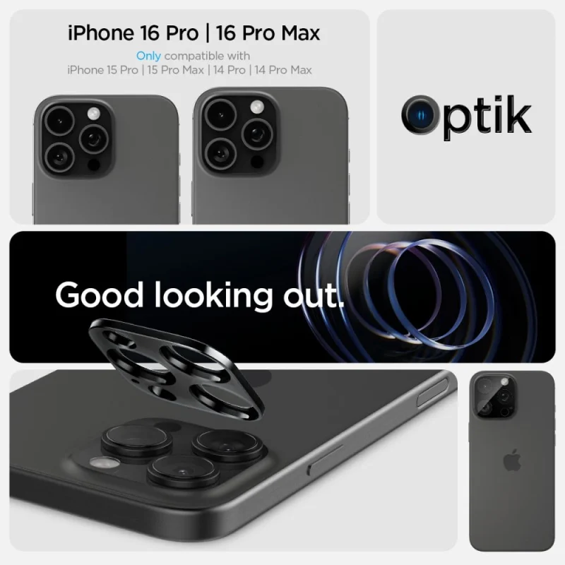 Osłona aparatu Spigen Optik.tR Camera Protector na iPhone 14 Pro / Pro Max / 15 Pro / Pro Max  / 16 Pro / Pro Max- czarna 2 szt. - obrazek 11