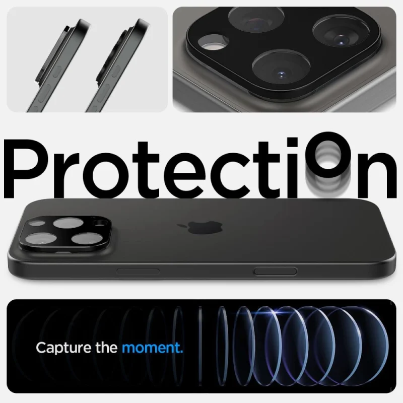 Osłona aparatu Spigen Optik.tR Camera Protector na iPhone 14 Pro / Pro Max / 15 Pro / Pro Max  / 16 Pro / Pro Max- czarna 2 szt. - obrazek 12