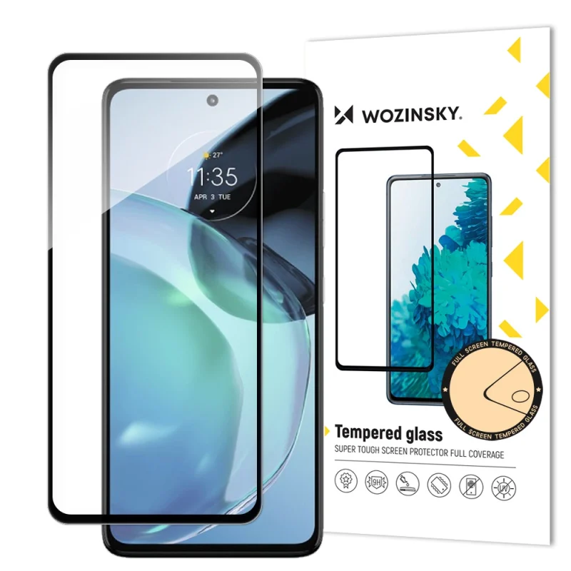 Wozinsky Full Glue Tempered Glass szkło hartowane Motorola Moto G72 9H na cały ekran z czarną ramką - obrazek 2