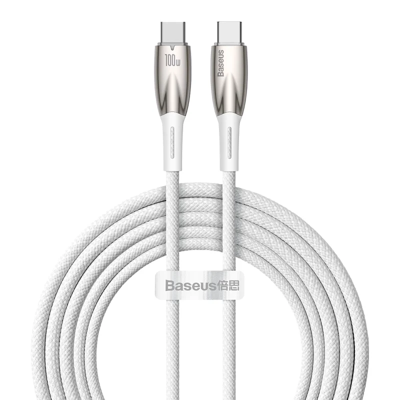 Kabel Baseus CADH000802 USB-C - USB-C PD 100W 5A 480Mb/s 2m - biały