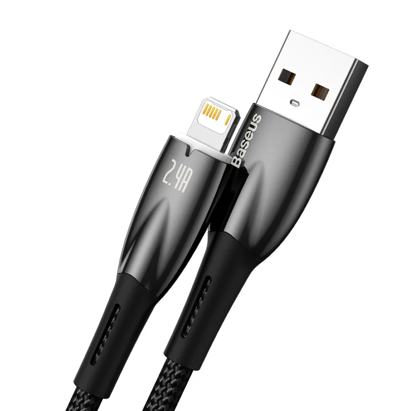 Baseus Glimmer Series kabel USB-A - Lightning 480Mb/s 2.4A 2m czarny - obrazek 2