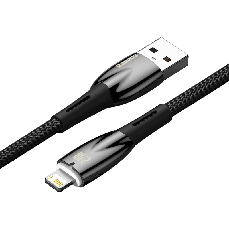 Baseus Glimmer Series kabel USB-A - Lightning 480Mb/s 2.4A 2m czarny - obrazek 4